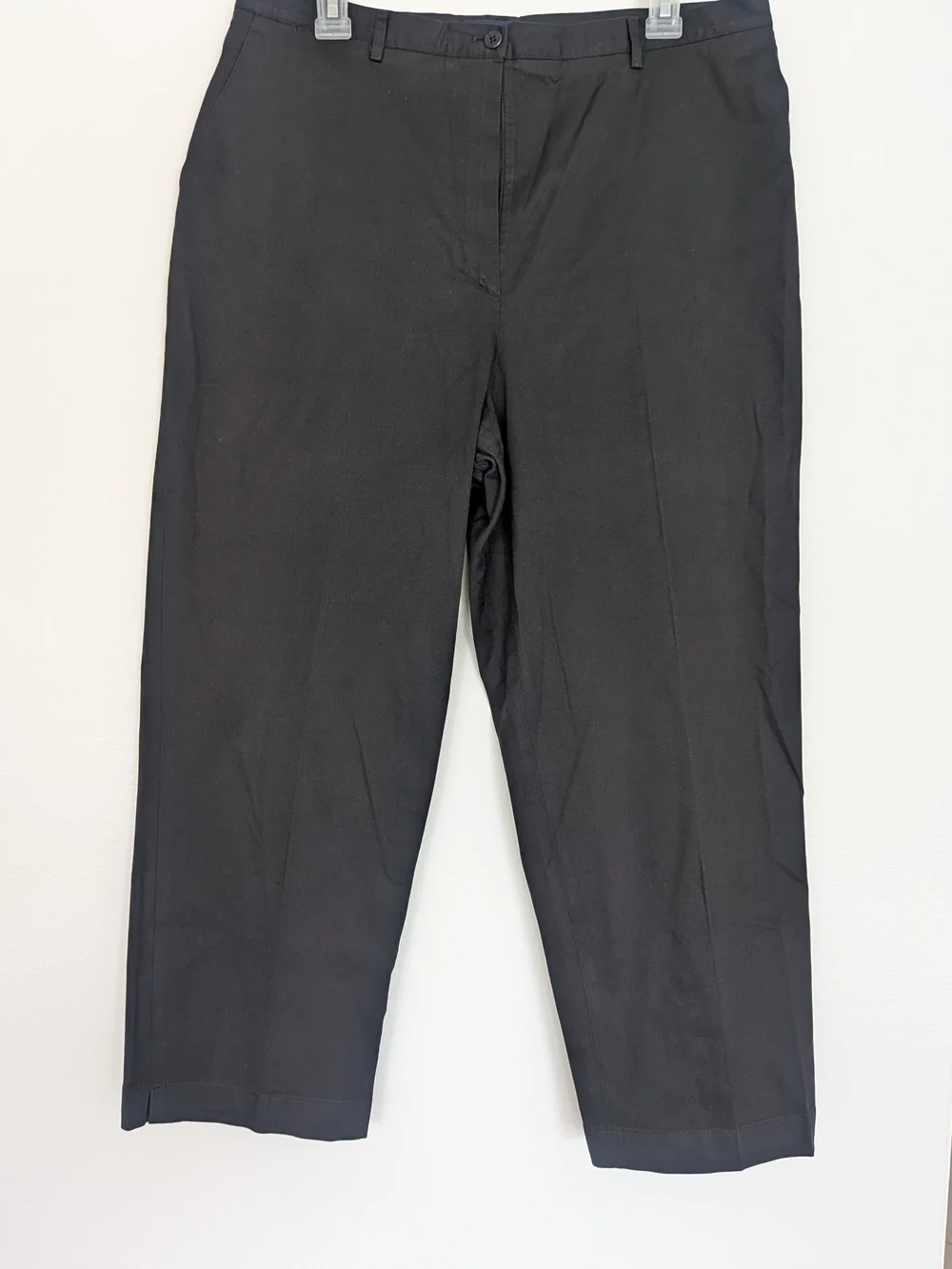 Burberry Black Button Zip Logo Accent Women's Golf  Dress Pants Cotton Blend